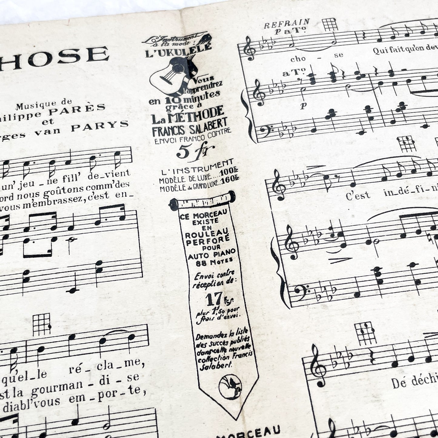 1920s - Vintage French Operetta Sheet Music - Lulu Opérette en 3 Actes - Un P'tit Quelque Chose - Francis Salabert Edition - Mlle Davia