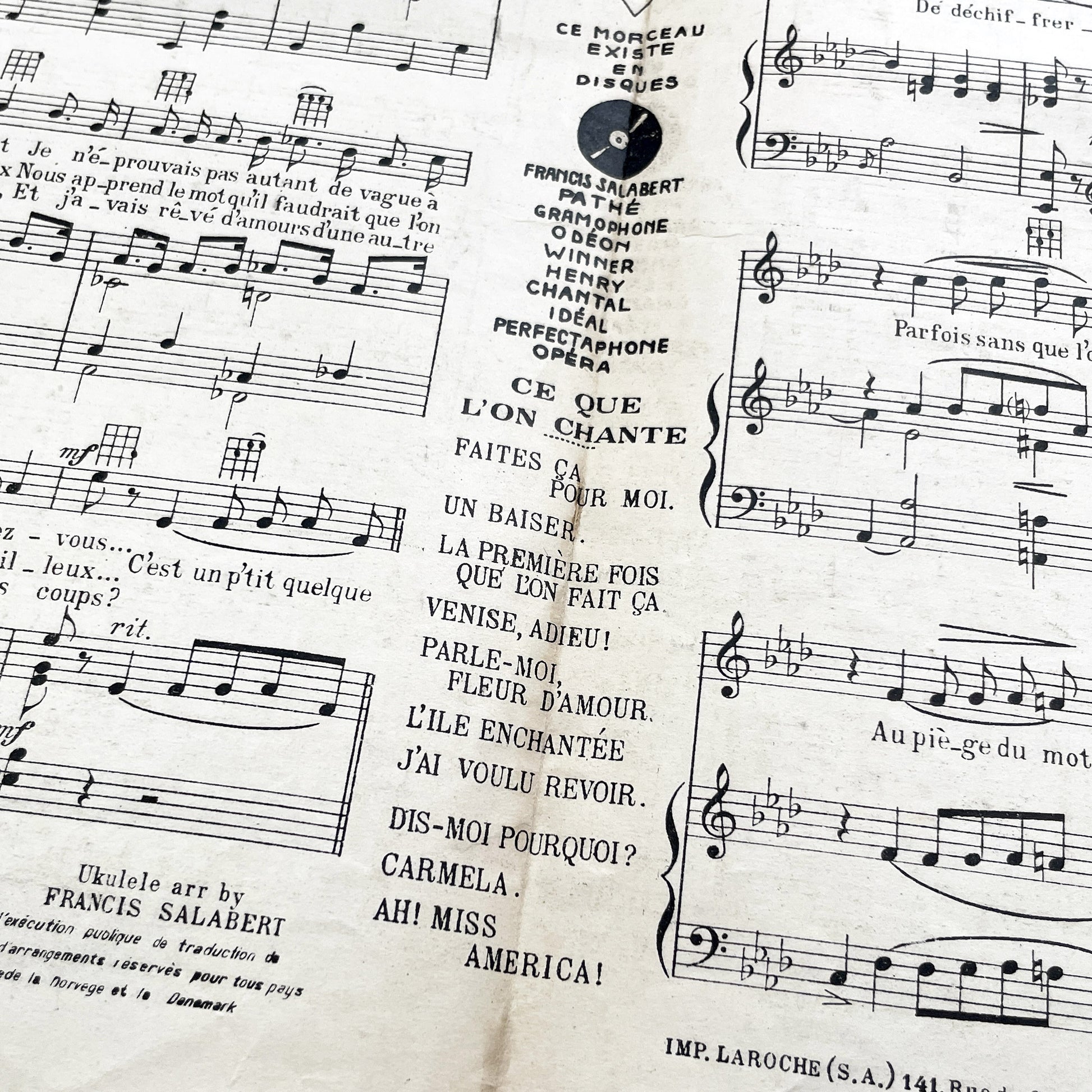 1920s - Vintage French Operetta Sheet Music - Lulu Opérette en 3 Actes - Un P'tit Quelque Chose - Francis Salabert Edition - Mlle Davia