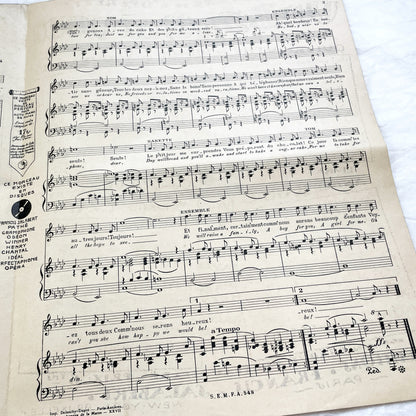 1920s - Vintage Sheet Music - Tea for Two - No No Nanette Operetta - Vincent Youmans Music - French Adaptation - 1926 Copyright Edition.