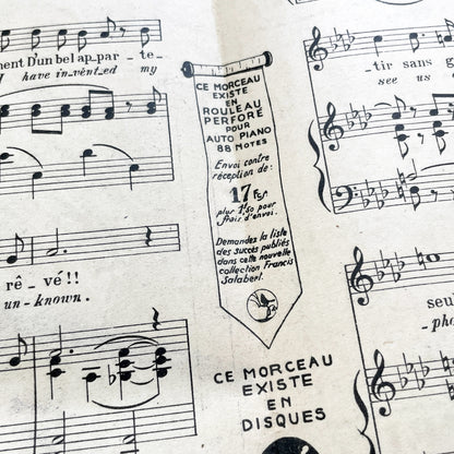 1920s - Vintage Sheet Music - Tea for Two - No No Nanette Operetta - Vincent Youmans Music - French Adaptation - 1926 Copyright Edition.