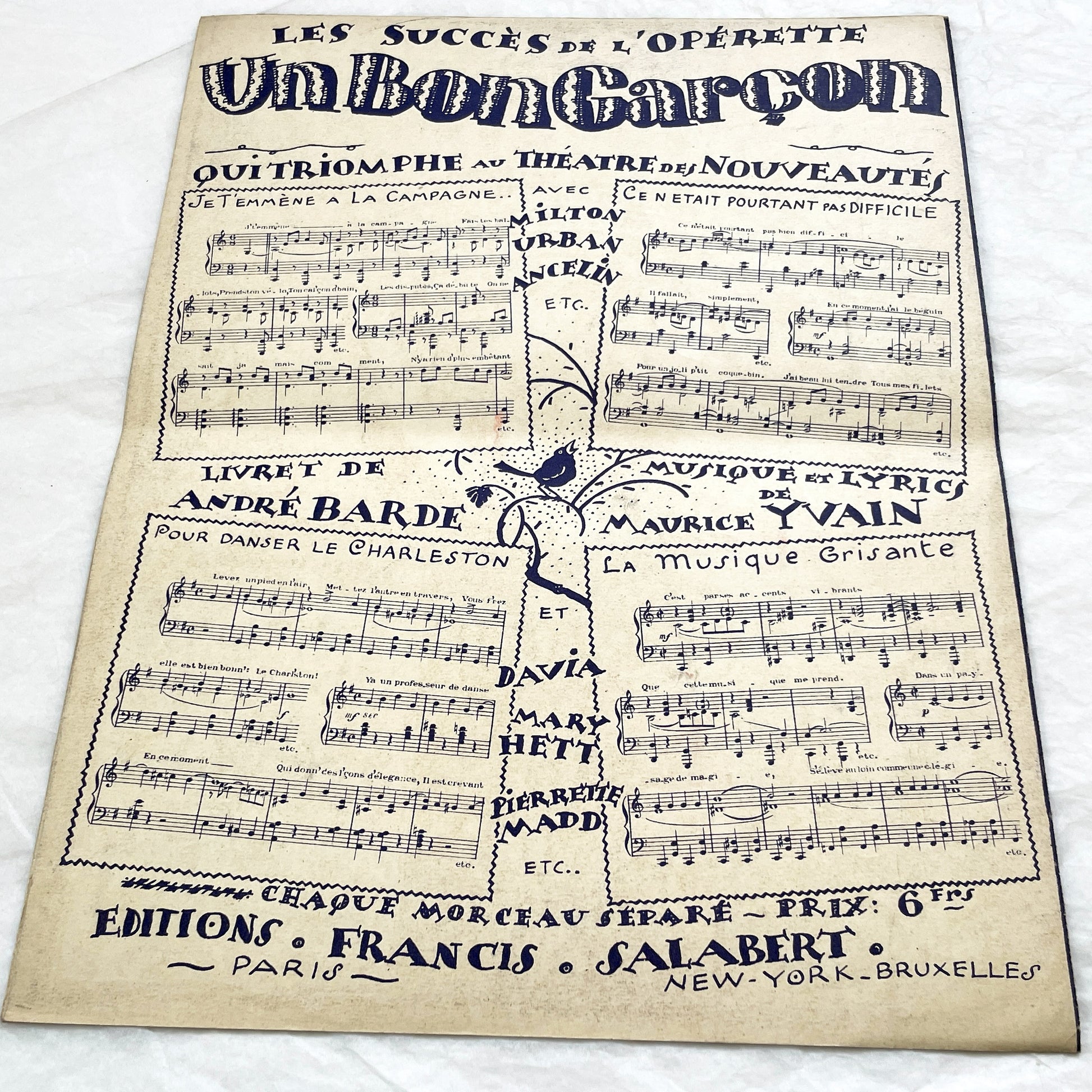 1920s - Vintage Sheet Music - Tea for Two - No No Nanette Operetta - Vincent Youmans Music - French Adaptation - 1926 Copyright Edition.