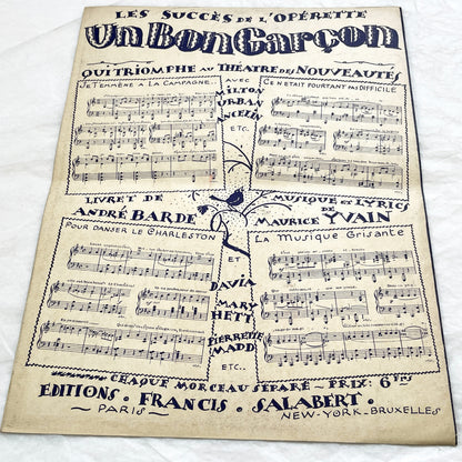 1920s - Vintage Sheet Music - Tea for Two - No No Nanette Operetta - Vincent Youmans Music - French Adaptation - 1926 Copyright Edition.