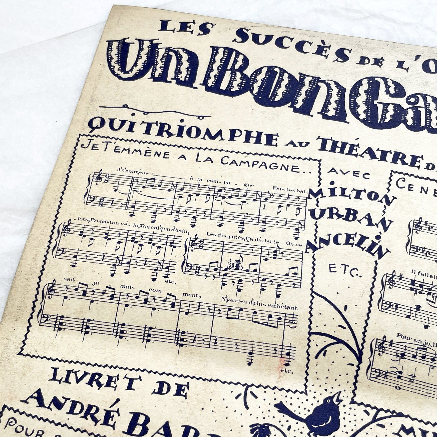 1920s - Vintage Sheet Music - Tea for Two - No No Nanette Operetta - Vincent Youmans Music - French Adaptation - 1926 Copyright Edition.