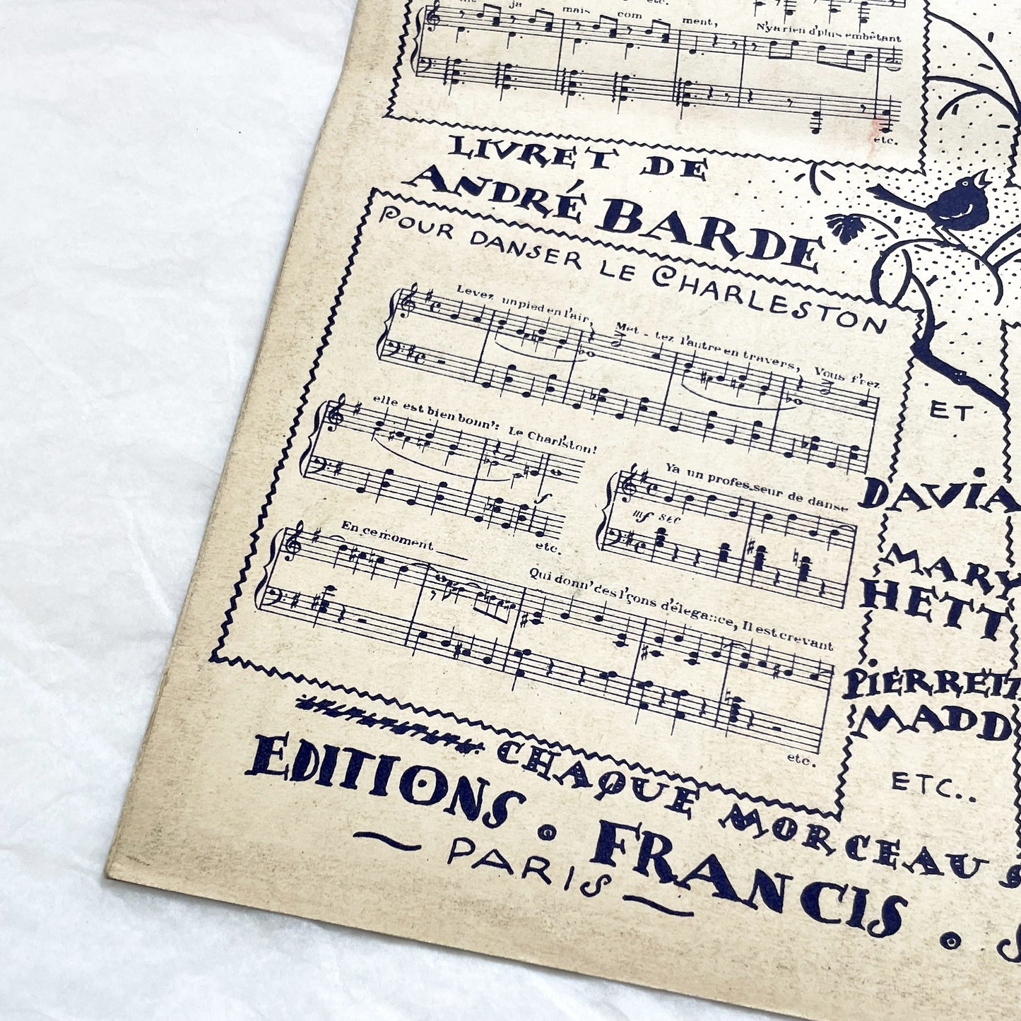 1920s - Vintage Sheet Music - Tea for Two - No No Nanette Operetta - Vincent Youmans Music - French Adaptation - 1926 Copyright Edition.