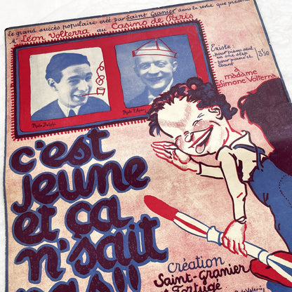 1920s - Vintage French Music Sheet - 'C'est Jeune Et Ça N'sait Pas' - Popular Song Of Casino De Paris