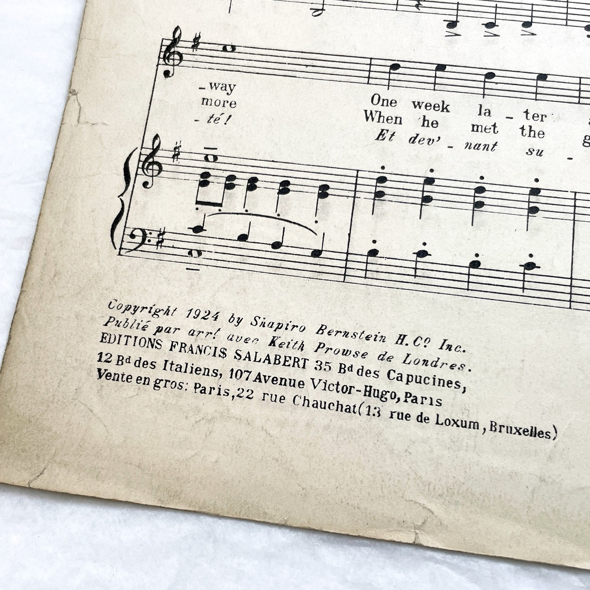 1920s - Vintage Music Sheet - 'Why Did I Kiss That Girl' - 'Pourquoi L'Aje Embrassée ?' - French-American Popular Song - Salabert