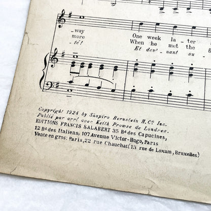 1920s - Vintage Music Sheet - 'Why Did I Kiss That Girl' - 'Pourquoi L'Aje Embrassée ?' - French-American Popular Song - Salabert