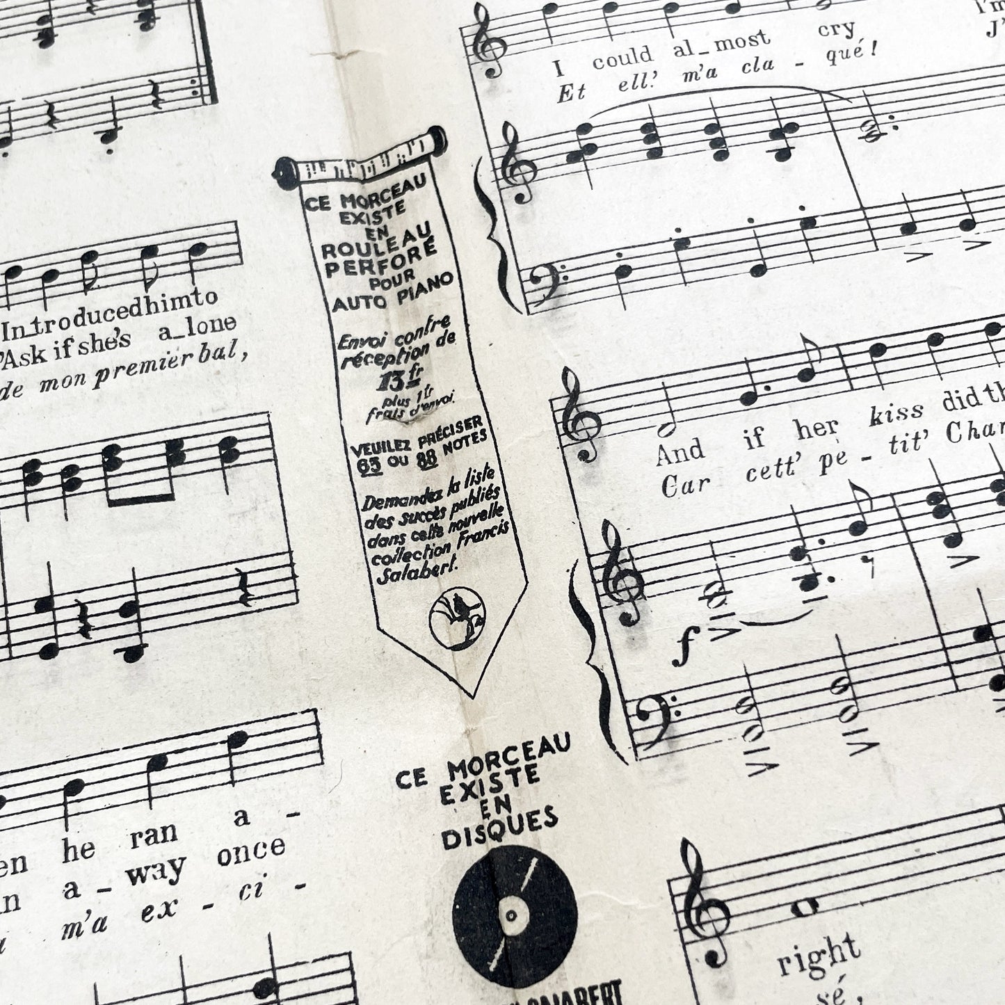 1920s - Vintage Music Sheet - 'Why Did I Kiss That Girl' - 'Pourquoi L'Aje Embrassée ?' - French-American Popular Song - Salabert