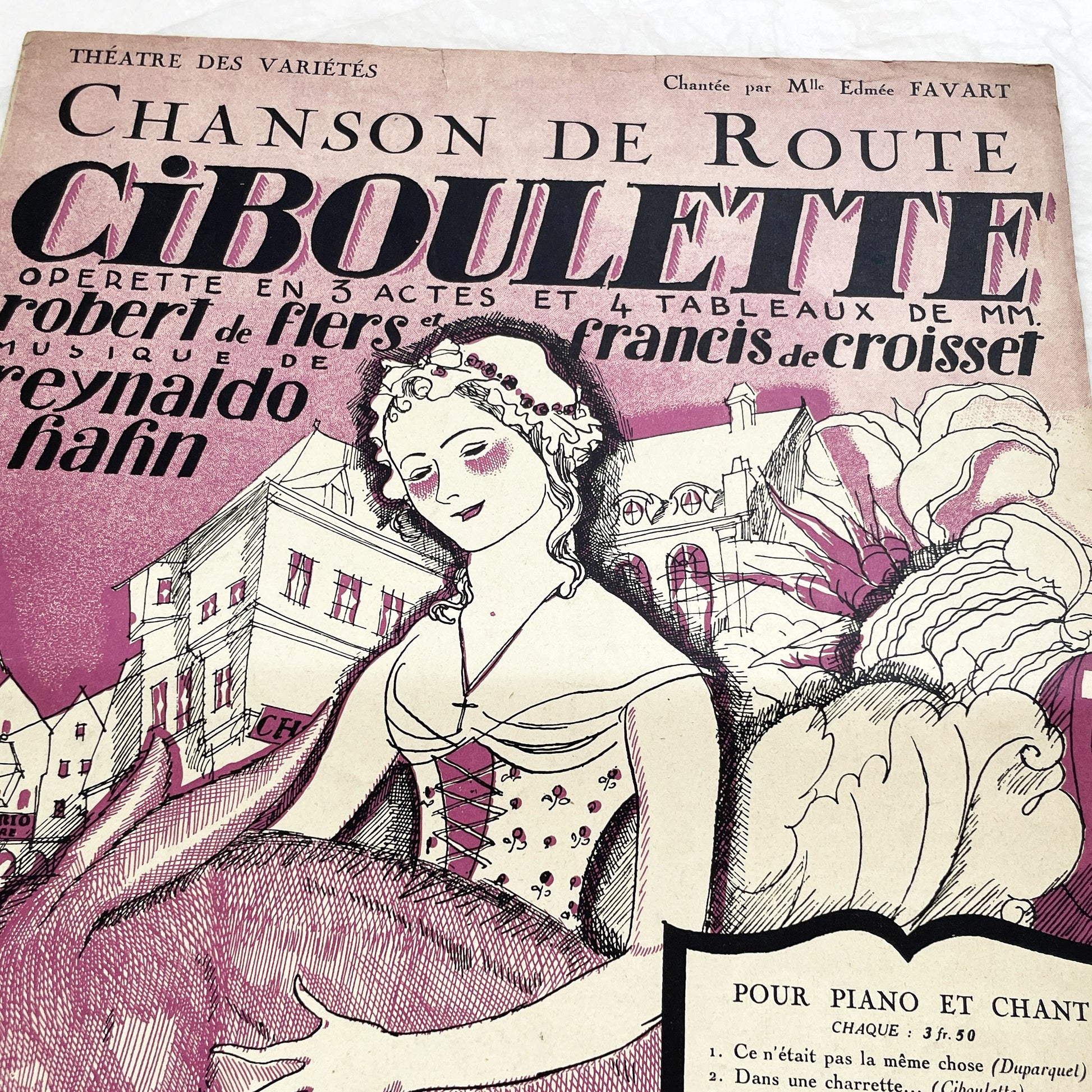 1920s - Vintage French Sheet Music - Chanson de Route - Ciboulette Operetta by Reynaldo Hahn - Éditions Salabert - Paris - Edmée Favart
