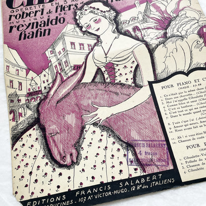 1920s - Vintage French Sheet Music - Chanson de Route - Ciboulette Operetta by Reynaldo Hahn - Éditions Salabert - Paris - Edmée Favart