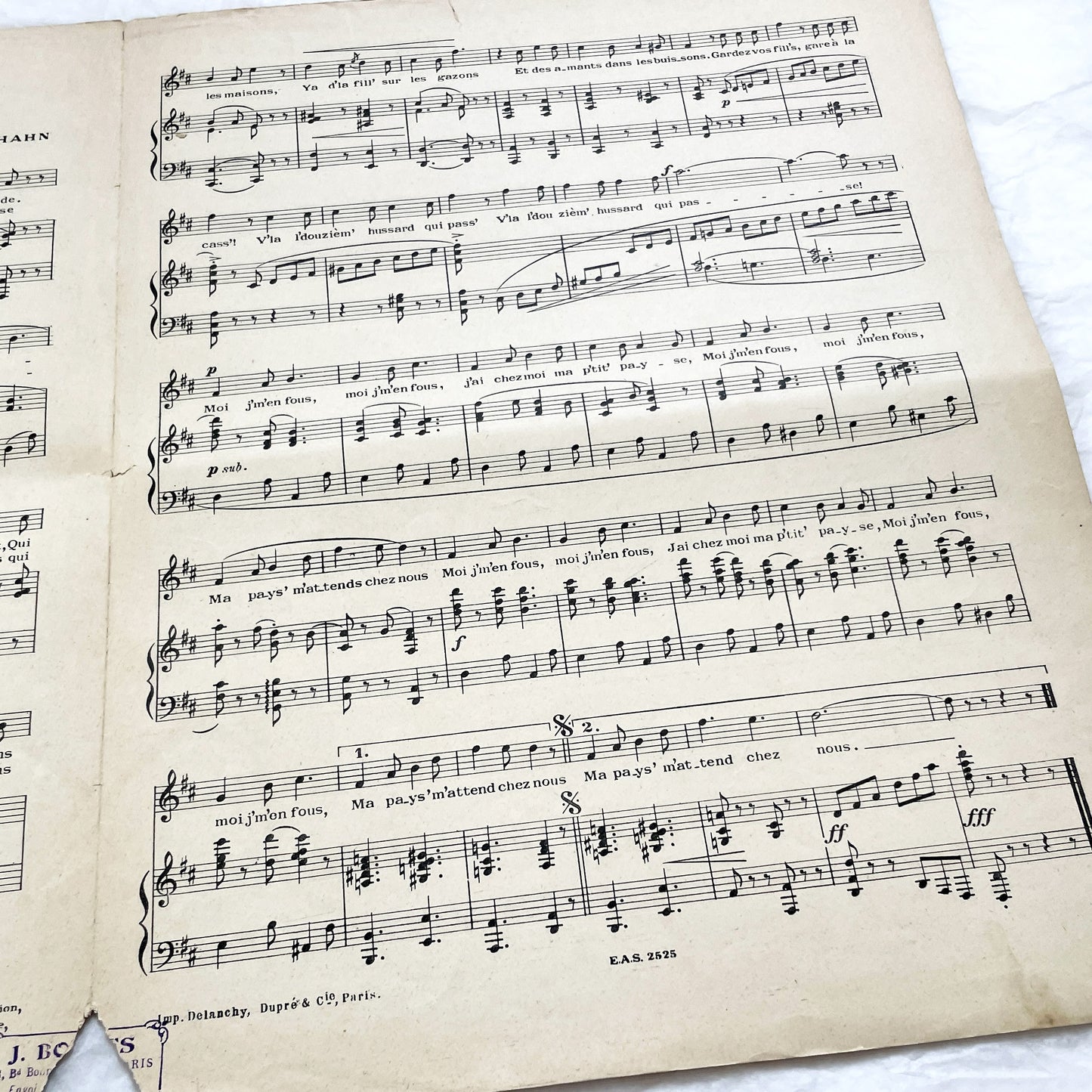 1920s - Vintage French Sheet Music - Chanson de Route - Ciboulette Operetta by Reynaldo Hahn - Éditions Salabert - Paris - Edmée Favart