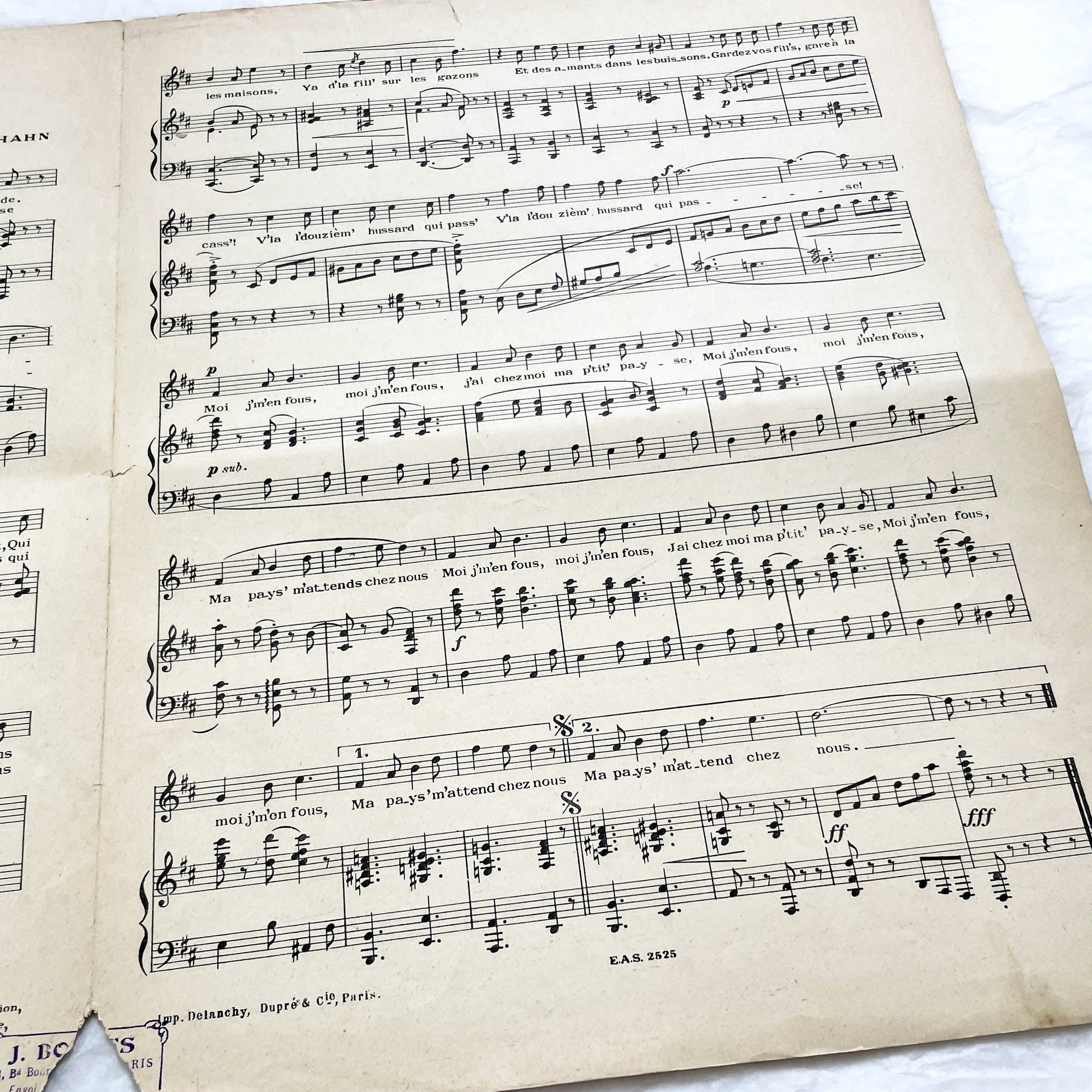 1920s - Vintage French Sheet Music - Chanson de Route - Ciboulette Operetta by Reynaldo Hahn - Éditions Salabert - Paris - Edmée Favart