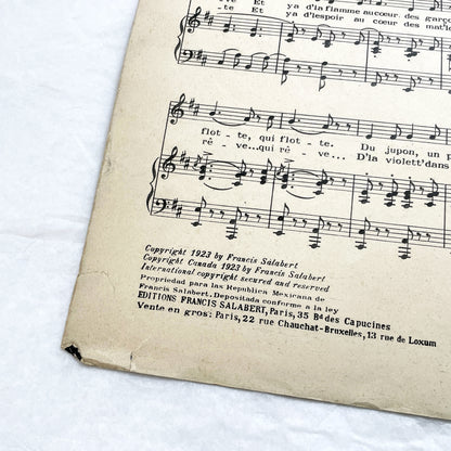 1920s - Vintage French Sheet Music - Chanson de Route - Ciboulette Operetta by Reynaldo Hahn - Éditions Salabert - Paris - Edmée Favart