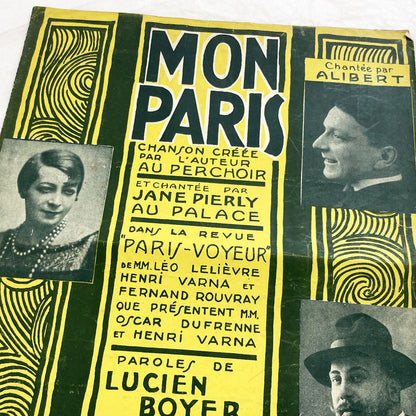 1920s - Vintage French Sheet Music 'Mon Paris' - Lucien Boyer & Vincent Scotto - Paris-Voyeur Revue - Gershwin Fox-Trot Adverts