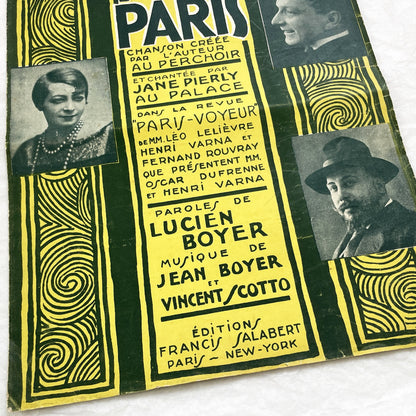 1920s - Vintage French Sheet Music 'Mon Paris' - Lucien Boyer & Vincent Scotto - Paris-Voyeur Revue - Gershwin Fox-Trot Adverts
