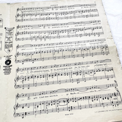 1920s - Vintage French Sheet Music 'Mon Paris' - Lucien Boyer & Vincent Scotto - Paris-Voyeur Revue - Gershwin Fox-Trot Adverts