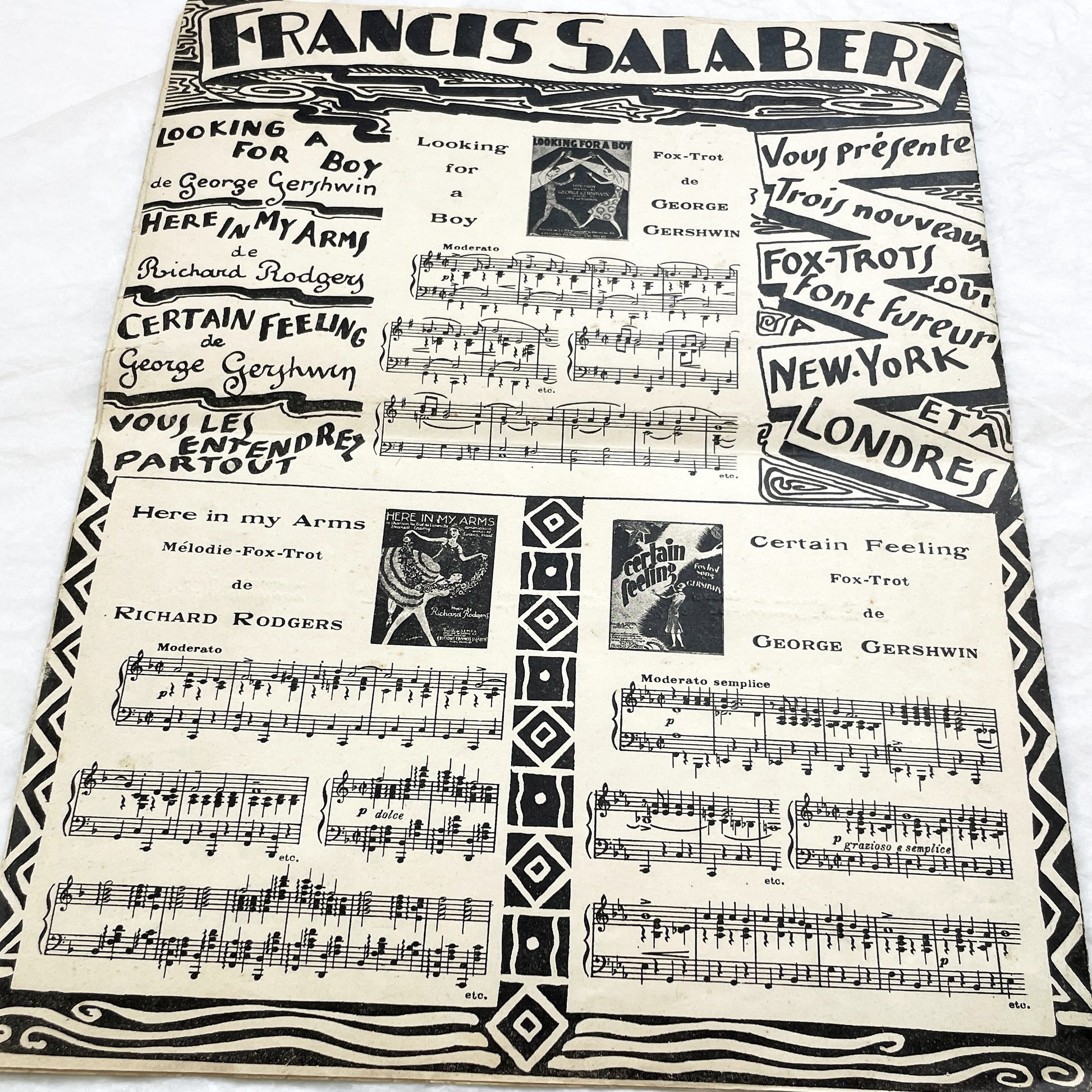 1920s - Vintage French Sheet Music 'Mon Paris' - Lucien Boyer & Vincent Scotto - Paris-Voyeur Revue - Gershwin Fox-Trot Adverts