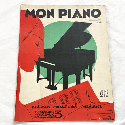 1927 Art Deco Sheet Music Magazine Mon Piano – French Musical Album with 3 Original Piano Pieces