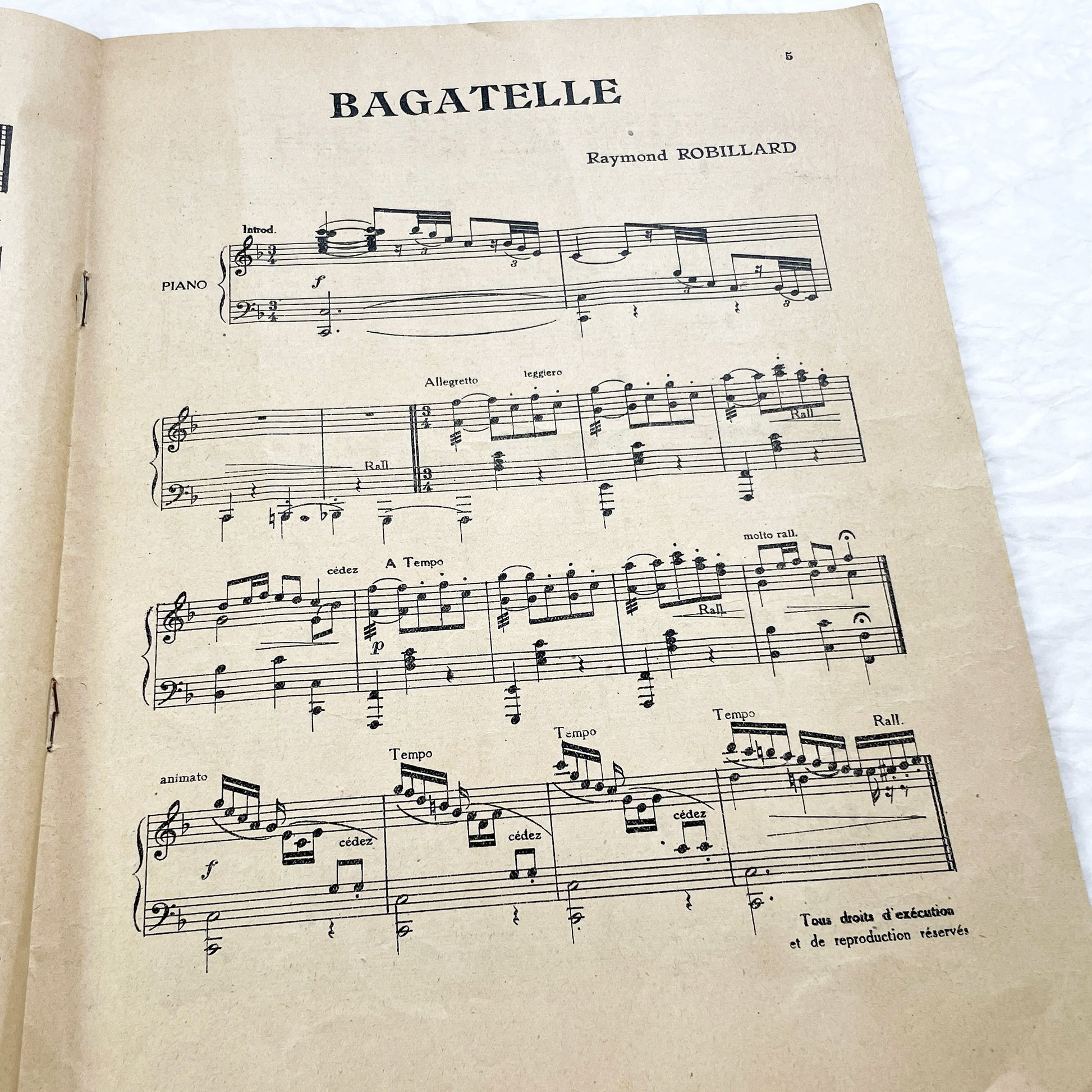 1927 Art Deco Sheet Music Magazine Mon Piano – French Musical Album with 3 Original Piano Pieces