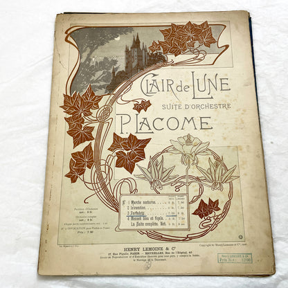 1900s - P. Lacome Clair de Lune Orchestral Suite Piano Transcription - 'Farfadets' Scherzo Music Score - Henry Lemoine Art Nouveau