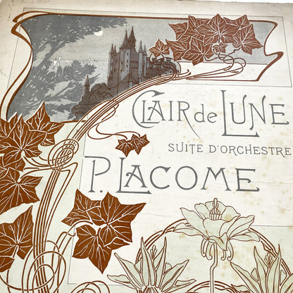 1900s - P. Lacome Clair de Lune Orchestral Suite Piano Transcription - 'Farfadets' Scherzo Music Score - Henry Lemoine Art Nouveau
