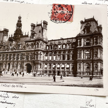 1910s - Paris Hôtel-de-Ville Vintage Postcard - Historic French Architecture - Sepia Cityscape Photo - Edwardian Paris Landmark