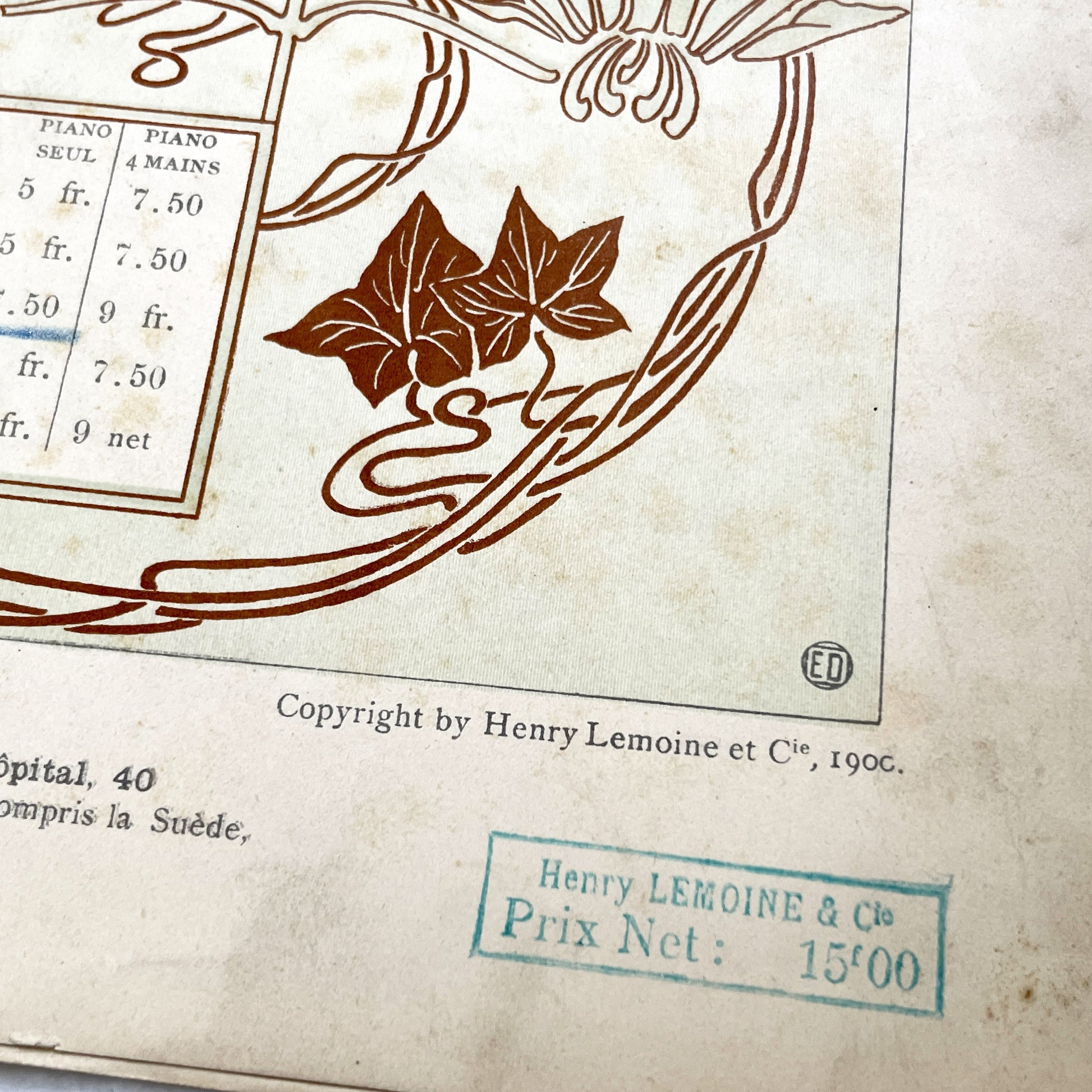 1900s - P. Lacome Clair de Lune Orchestral Suite Piano Transcription - 'Farfadets' Scherzo Music Score - Henry Lemoine Art Nouveau