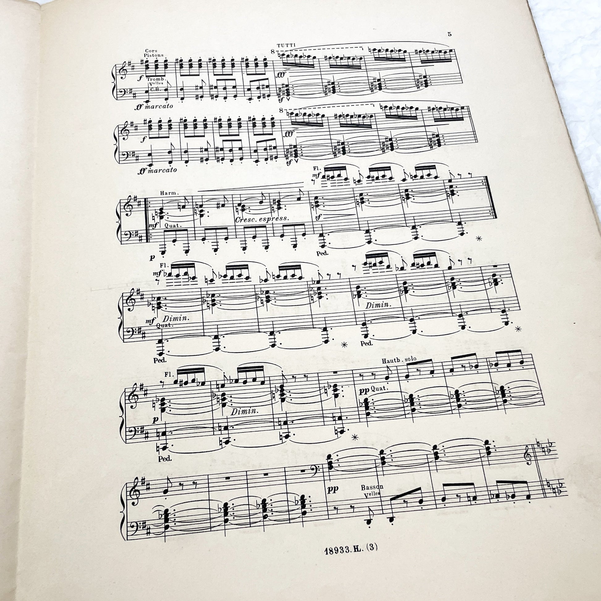 1900s - P. Lacome Clair de Lune Orchestral Suite Piano Transcription - 'Farfadets' Scherzo Music Score - Henry Lemoine Art Nouveau