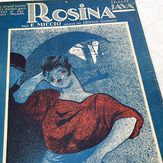 1920s - Vintage French Sheet Music Rosina La Véritable Java by E. Miccio & Giannini - Art Nouveau Cover - Piano Score - Salabert Paris