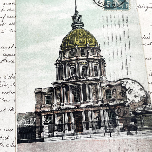 1910s - Historic Paris Dome des Invalides Postcard - Hand Colored French Landmark - Napoleonic Era - Vintage French - Parisian Monument