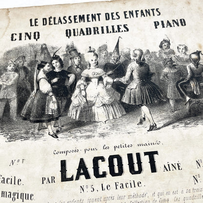 Mid 19th - Children's Piano Sheet Music - Five Quadrilles Collection - Easy Piano Pieces - French Publisher - Antique Musical Score Paris