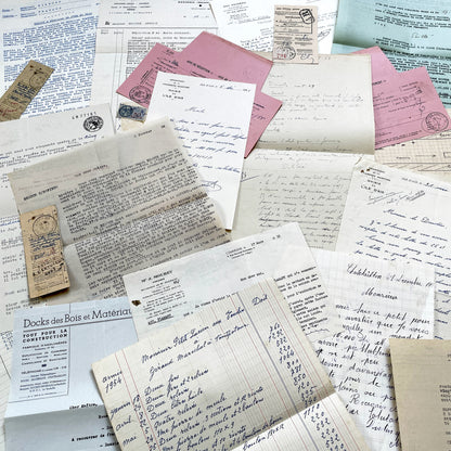 1950s - Vintage Ephemera Lot – French Letters, Invoices & Legal Documents from Notary Archive