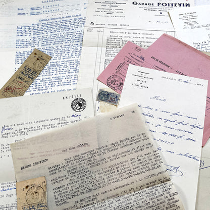 1950s - Vintage Ephemera Lot – French Letters, Invoices & Legal Documents from Notary Archive