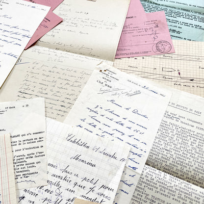 1950s - Vintage Ephemera Lot – French Letters, Invoices & Legal Documents from Notary Archive