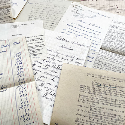 1950s - Vintage Ephemera Lot – French Letters, Invoices & Legal Documents from Notary Archive