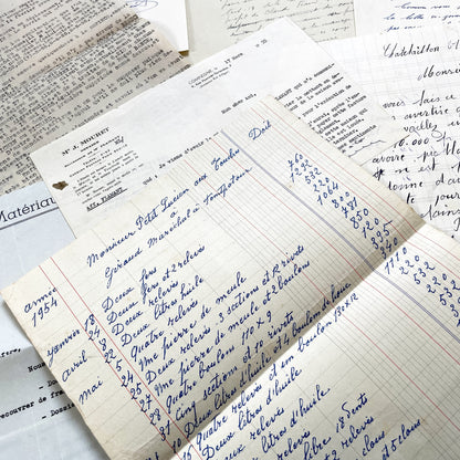 1950s - Vintage Ephemera Lot – French Letters, Invoices & Legal Documents from Notary Archive