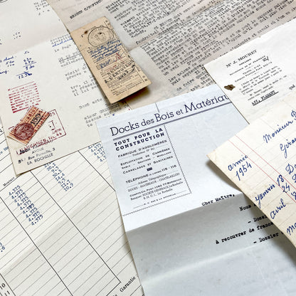 1950s - Vintage Ephemera Lot – French Letters, Invoices & Legal Documents from Notary Archive