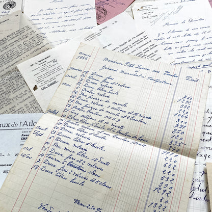 1950s - Vintage Ephemera Lot – French Letters, Invoices & Legal Documents from Notary Archive