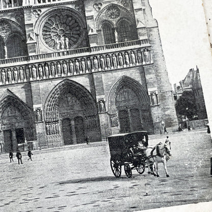 1910s - Vintage Postcard - Notre-Dame Cathedral Paris - Historic French Landmark - Gothic Architecture - Horse Carriage Scene