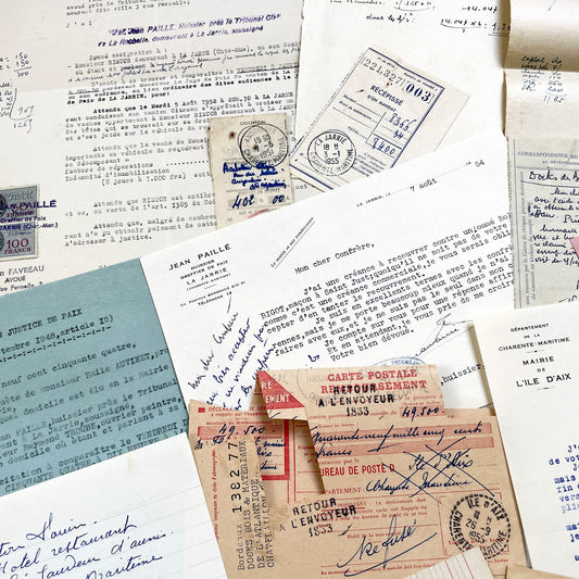 1950s - Vintage Ephemera Lot – French Letters, Invoices & Legal Documents from Notary Archive