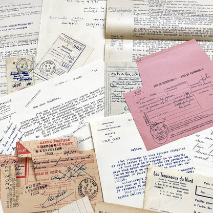 1950s - Vintage Ephemera Lot – French Letters, Invoices & Legal Documents from Notary Archive