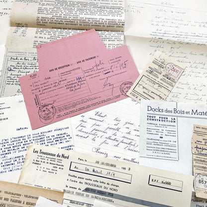 1950s - Vintage Ephemera Lot – French Letters, Invoices & Legal Documents from Notary Archive