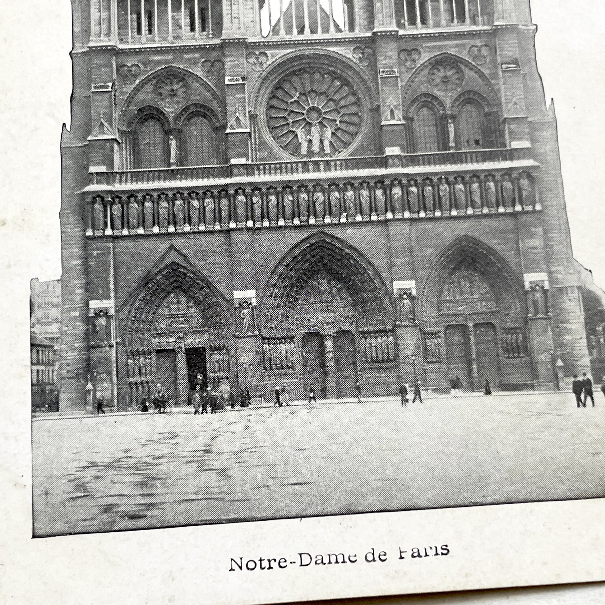 1900s - Antique Notre Dame Paris Postcard - Vintage French Handwritten Document - Historic Parisian Cathedral Ephemera