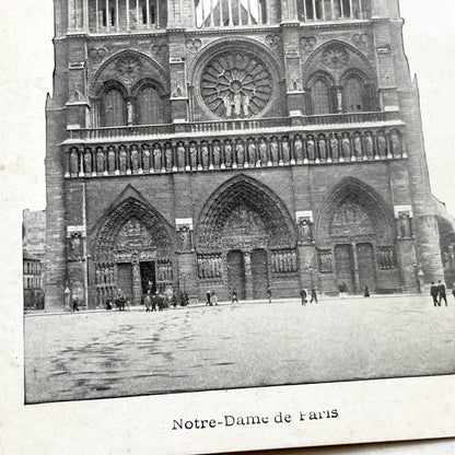 1900s - Antique Notre Dame Paris Postcard - Vintage French Handwritten Document - Historic Parisian Cathedral Ephemera