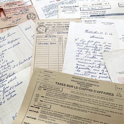 1950s - Vintage Ephemera Lot – French Letters, Invoices & Legal Documents from Notary Archive