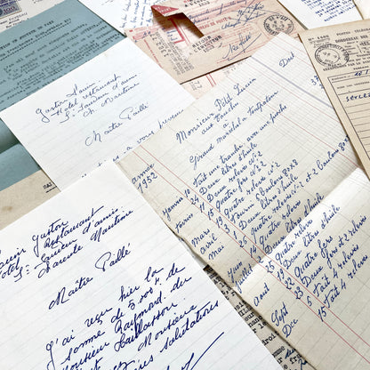 1950s - Vintage Ephemera Lot – French Letters, Invoices & Legal Documents from Notary Archive
