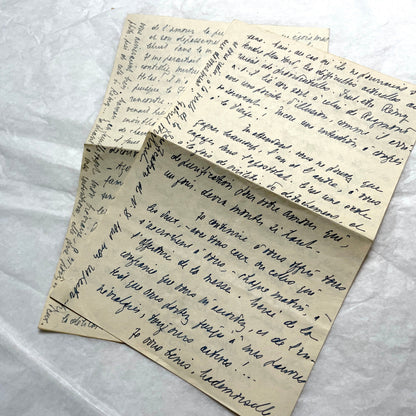 1950s French handwritten letters set with various penmanship styles and vintage paper textures.