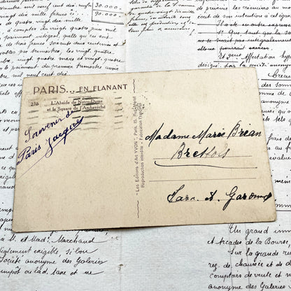 1930s - Historic Paris Postcard - Notre Dame Cathedral View - Seine River Bridge - Vintage French - Antique Parisian Ephemera Collectible