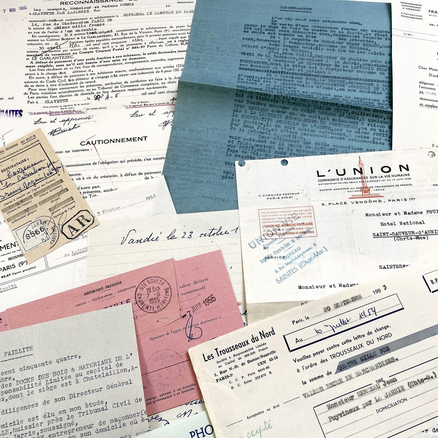 1950s - Vintage Ephemera Lot – French Letters, Invoices & Legal Documents from Notary Archive