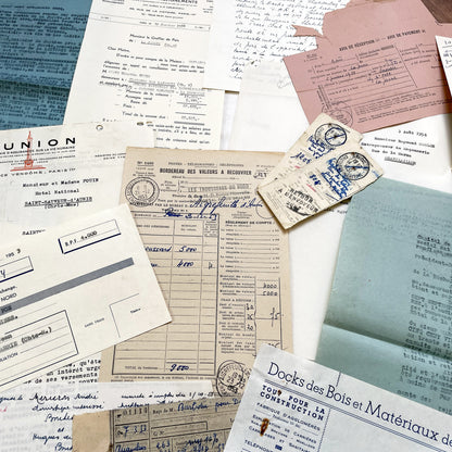 1950s - Vintage Ephemera Lot – French Letters, Invoices & Legal Documents from Notary Archive